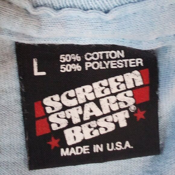Vintage Screen Stars Blank Long Sleeve T-Shirt Light Blue - Picture 3 of 5